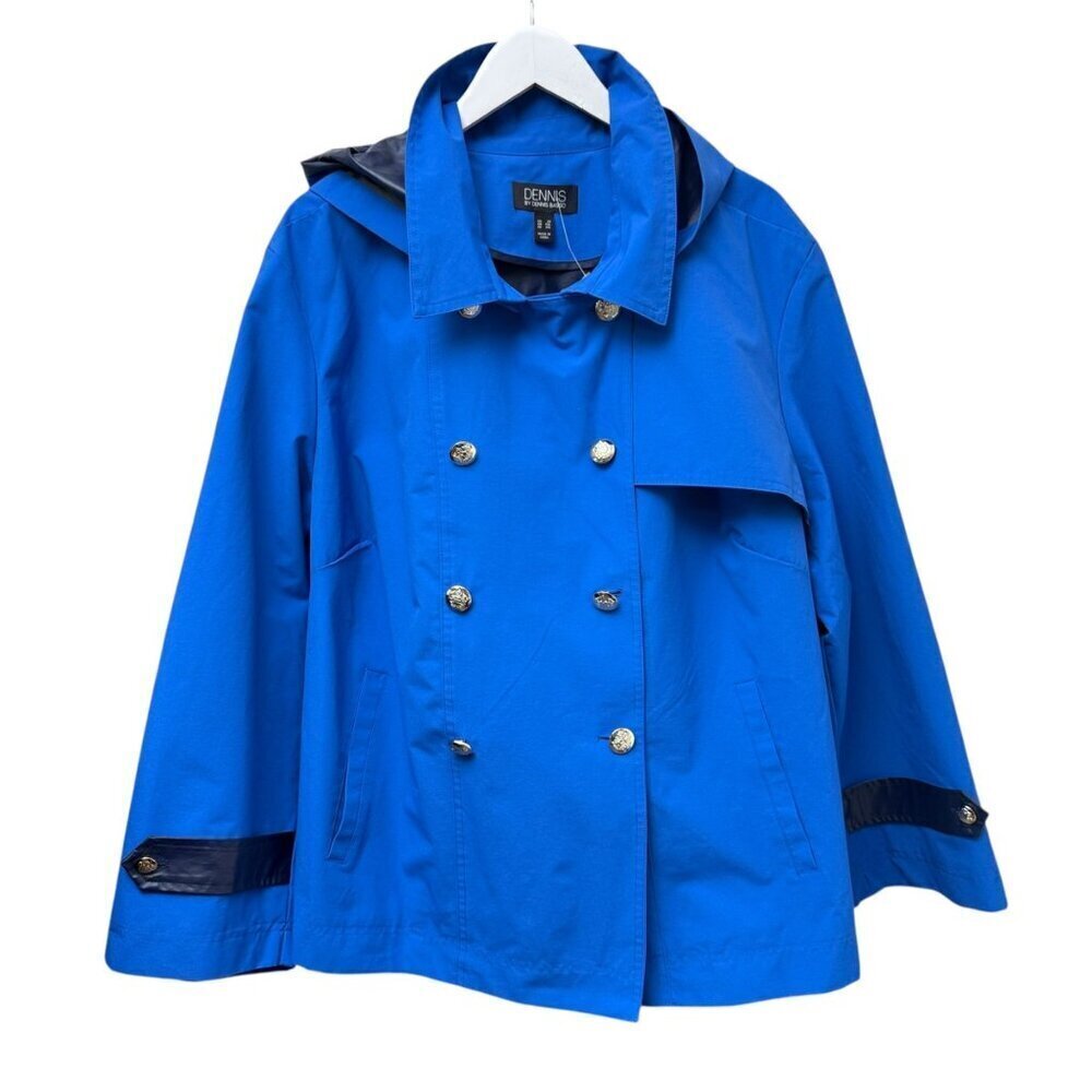 DENNIS BASSO Peacoat Plus Size 3X Blue Womens Jacket Raincoat Preppy Nautical